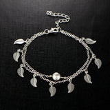 Double-Layered Leaves Pendant Anklet