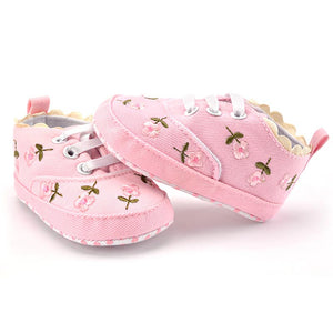 Baby Girl Lace Floral Embroidered Soft Shoes