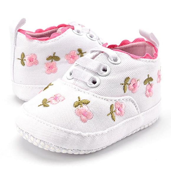 Baby Girl Lace Floral Embroidered Soft Shoes